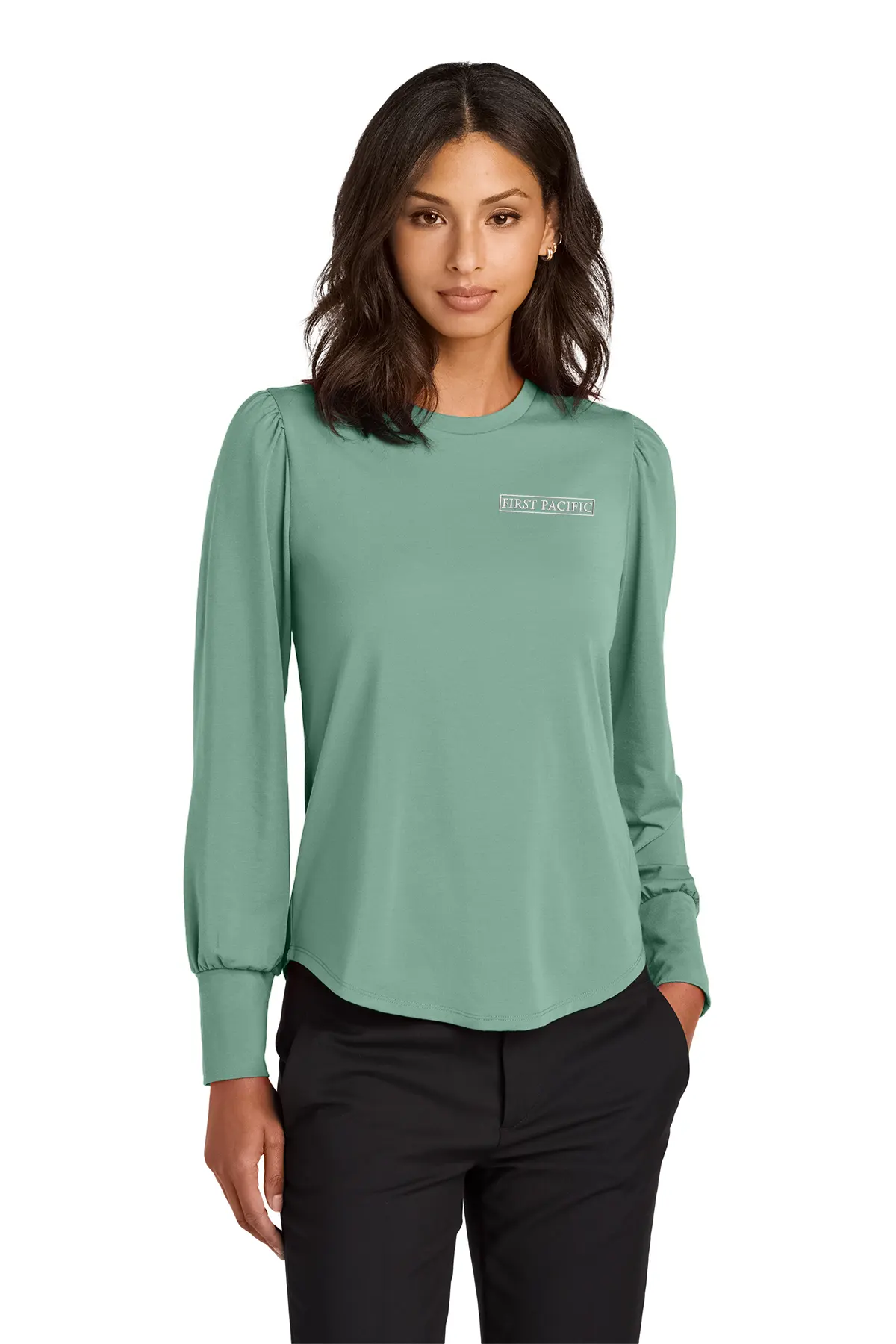 Mercer Mettle Women’s Stretch Jersey Long Sleeve Blouson Top MM1019